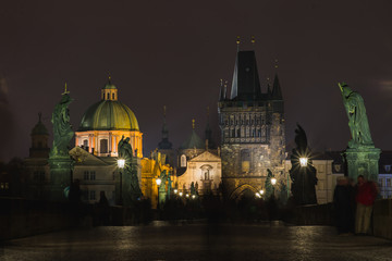 Fototapeta na wymiar Charles Bridge tourist attraction in Prague, capital of Czech Republic.