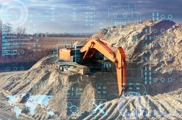 the construction of the highway by an excavator without human intervention, the use of artificial intelligence in construction. Processing analysis and storage of construction data in cloud systems