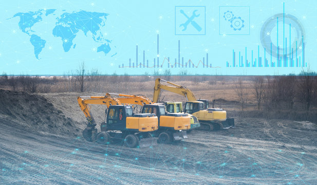 the construction of the highway by an excavator without human intervention, the use of artificial intelligence in construction. Processing analysis and storage of construction data in cloud systems