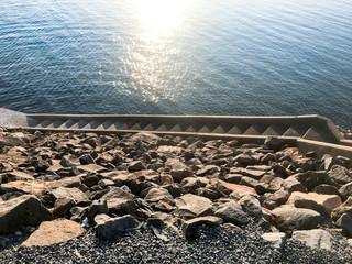 Stair down to the lake at Ubonrat Dam, Khon kaen, thailand