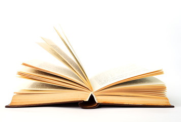 old open book on a white background