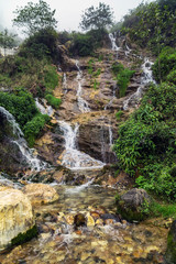 waterfalls landscape scenery sky clouds Mountain