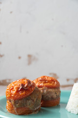 French farce tomatoes recipe (tomatoes stuffed with minced meat)