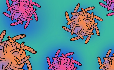 paint of close up Corona virus in the air. Abstract Background.