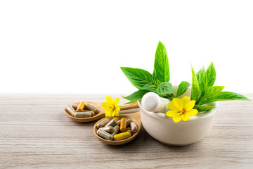 Obraz na płótnie Canvas Herbal medicine, vitamin and antioxidant supplement, dietary nutrition food for good health