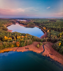 Jezioro Stęszewskie w Puszczy Zielonka, widok z lotu ptaka