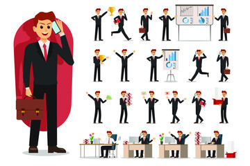 Set of Businessman character design. Vector illustration.