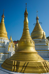 Golden pagodas in Burma. Maha Su Taung Pyae Htee Hlaing Shin Pagoda in Inwa (Ava), Myanmar