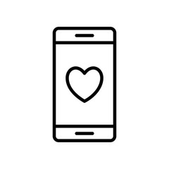 heart inside smartphone line style icon vector design