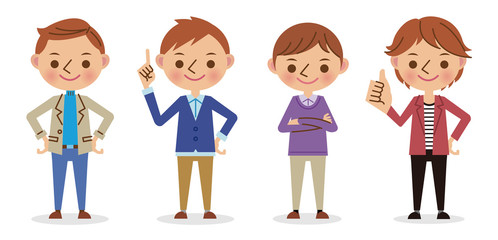 男性ポーズ4人セット