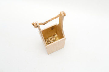 wooden empty bottle bag on a white background
