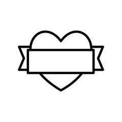 Fototapeta na wymiar heart with ribbon line style icon vector design