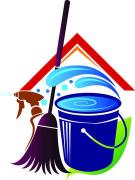 cleaning tools blue bucket red roof clip art preview