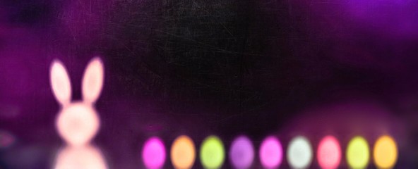 Abstract easter background banner with bunny and easter eggs - easter background panorama with copy...
