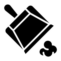 House Cleaning Plastic Hand tool Vector with Waste Garbage, Wipping Dustpan Glyph Icon Design Concept, Housekeeping Equipment on white background