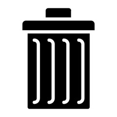 Steel Trash Can Vector Glyph Icon Design Concept, Housekeeping Supplies on White background