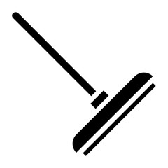 Floor wiper cleaner with handle vector glyph icon design, Window and Glass Mirror Cleaning Equipment on White background