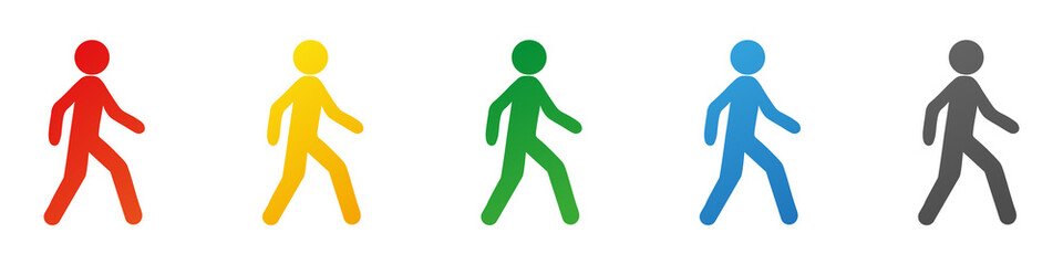 Man walk set color icon on white background . Vector illustration