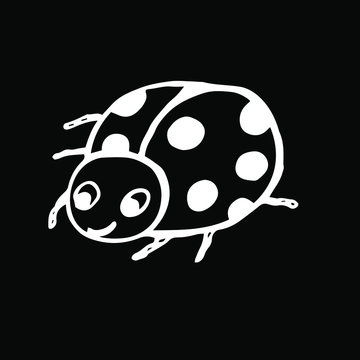  Vector illustration. Hand-drawn abstract insect ladybug on a black background.