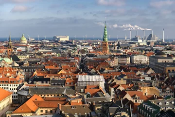 Deurstickers Aerial view of Copenhagen from the top of tower of Copenhagen City Hall. Copenhagen, Denmark. February 2020 © vlamus