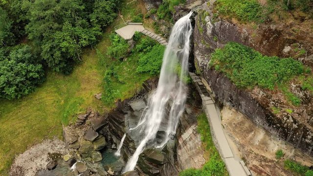 Steinsdalsfossen is a waterfall in the village of Steine in the municipality of Kvam in Hordaland county, Norway. The waterfall is one of the most visited tourist sites in Norway.