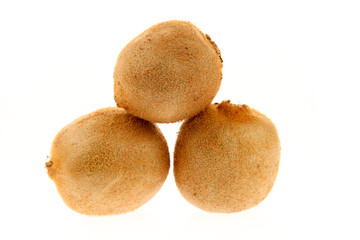On the white background of kiwi fruit