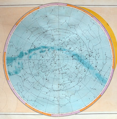 old starry sky map with constellations and the Milky Way