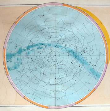 old starry sky map with constellations and the Milky Way