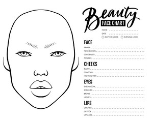 Face chart Blank. Makeup Artist Vector template.