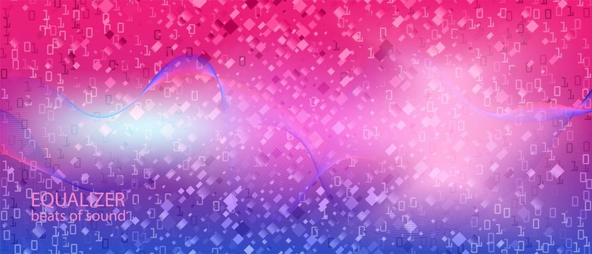 Binary Code Vector Equalizer. Matrix Flying Binary Code. Fractal Flow Glow Tech Neon Funky Trendy Layout. Punk Futuristic Slide. 