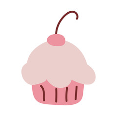 delicious and fresh cupcake on white background