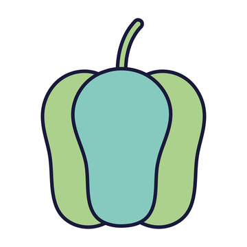 green pepper bell food cartoon icon style design