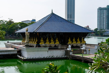 Sri Lanka, Colombo, Gangaramaya temple - December 31 2019 - Temple on the water