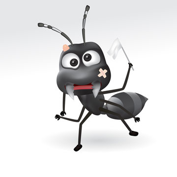 Vector illustration of the loser black ant. Black ant character. black ant repellent vector