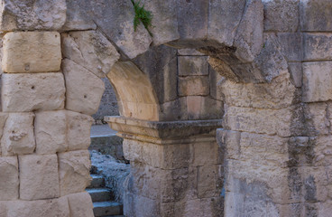 Ruins of Ancient Roman Amphitheater in Lecce, Italy