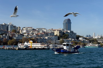 Fototapeta na wymiar Istanbul city view from Bosphorus strait