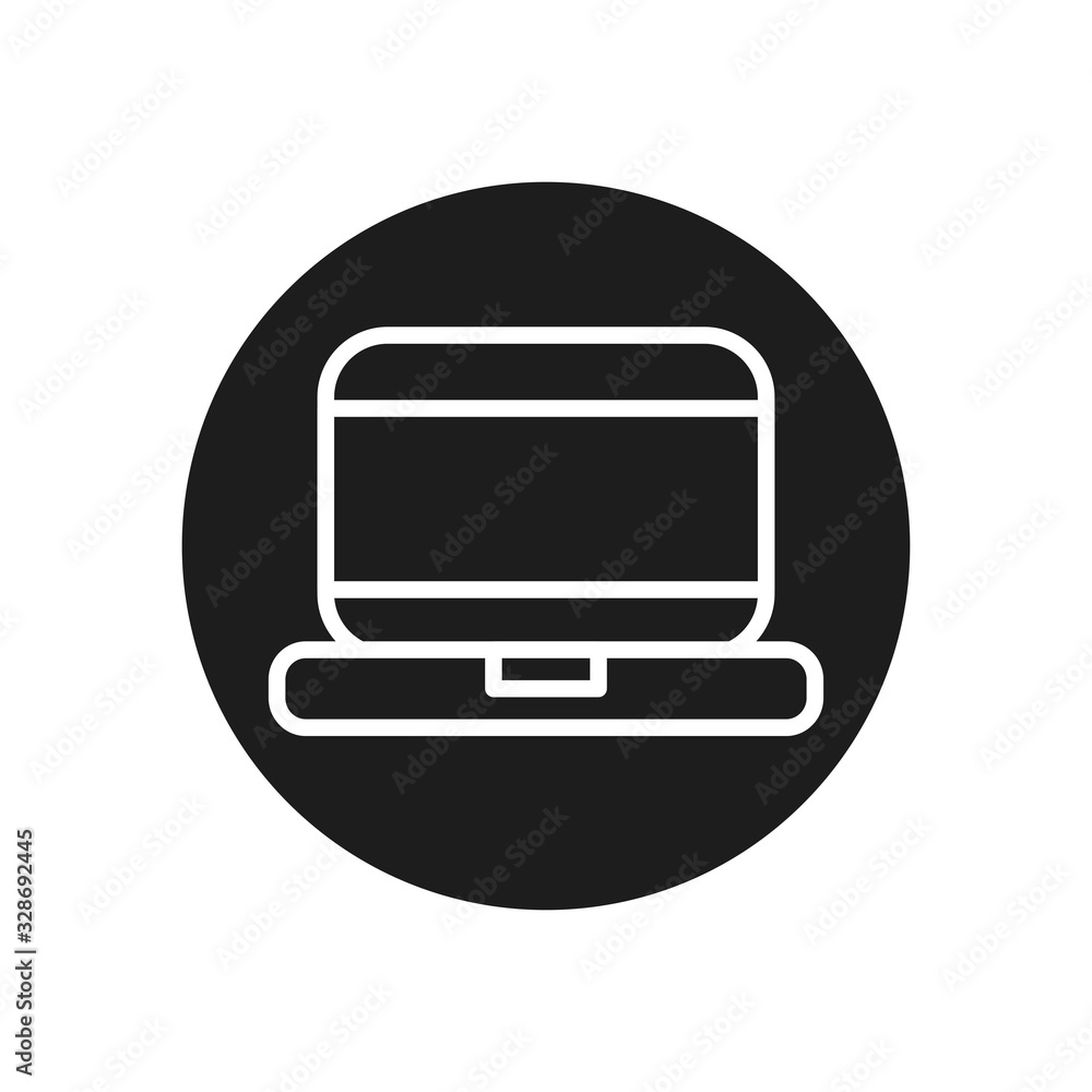 Poster isolated digital laptop line block style icon vector design