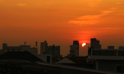 Plakat sunset in the city