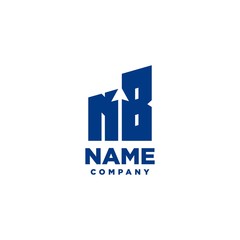 NB monogram logo with a negative space style arrow up design template