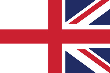 Obraz premium Half England Flag and Half Union Jack Flag
