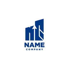 NQ monogram logo with a negative space style arrow up design template