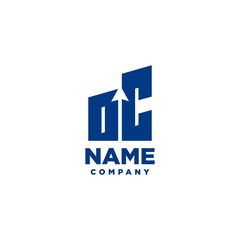Fototapeta premium OC monogram logo with a negative space style arrow up design template