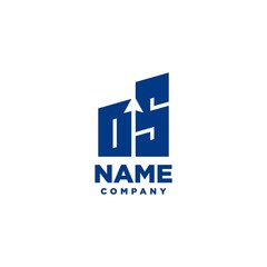OS monogram logo with a negative space style arrow up design template
