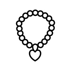 necklace with heart line style icon vector design