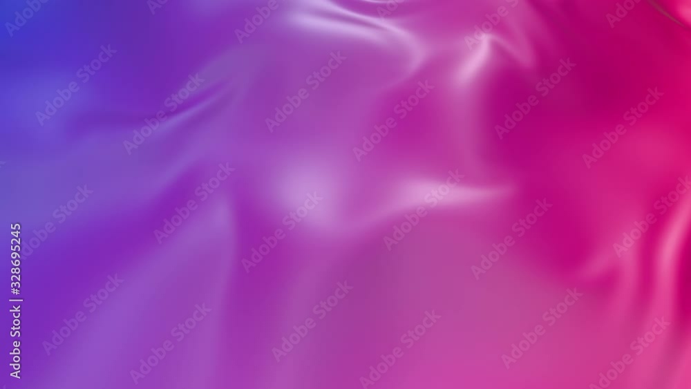 Poster animated texture in 4k. 3d animation of red violet gradient of wavy cloth surface that forms ripples