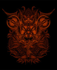 vector illustration Oni mask scary face Good for print on demand.