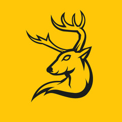 Deer mascot logo silhouette version. Deer in sport style, mascot logo illustration design vector