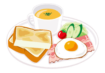 パンの朝食のイラスト