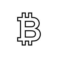Bitcoin sign icon isolated on white background. Crypto currency symbol. Blockchain. Cryptocurrency