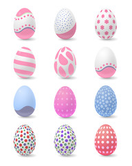 The vector illustration of Easter eggs set is isolated on a white background.